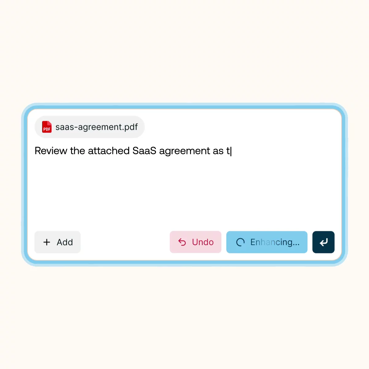 Demo of the GC AI prompt box reviewing a SaaS agreement with the Easy Prompt action