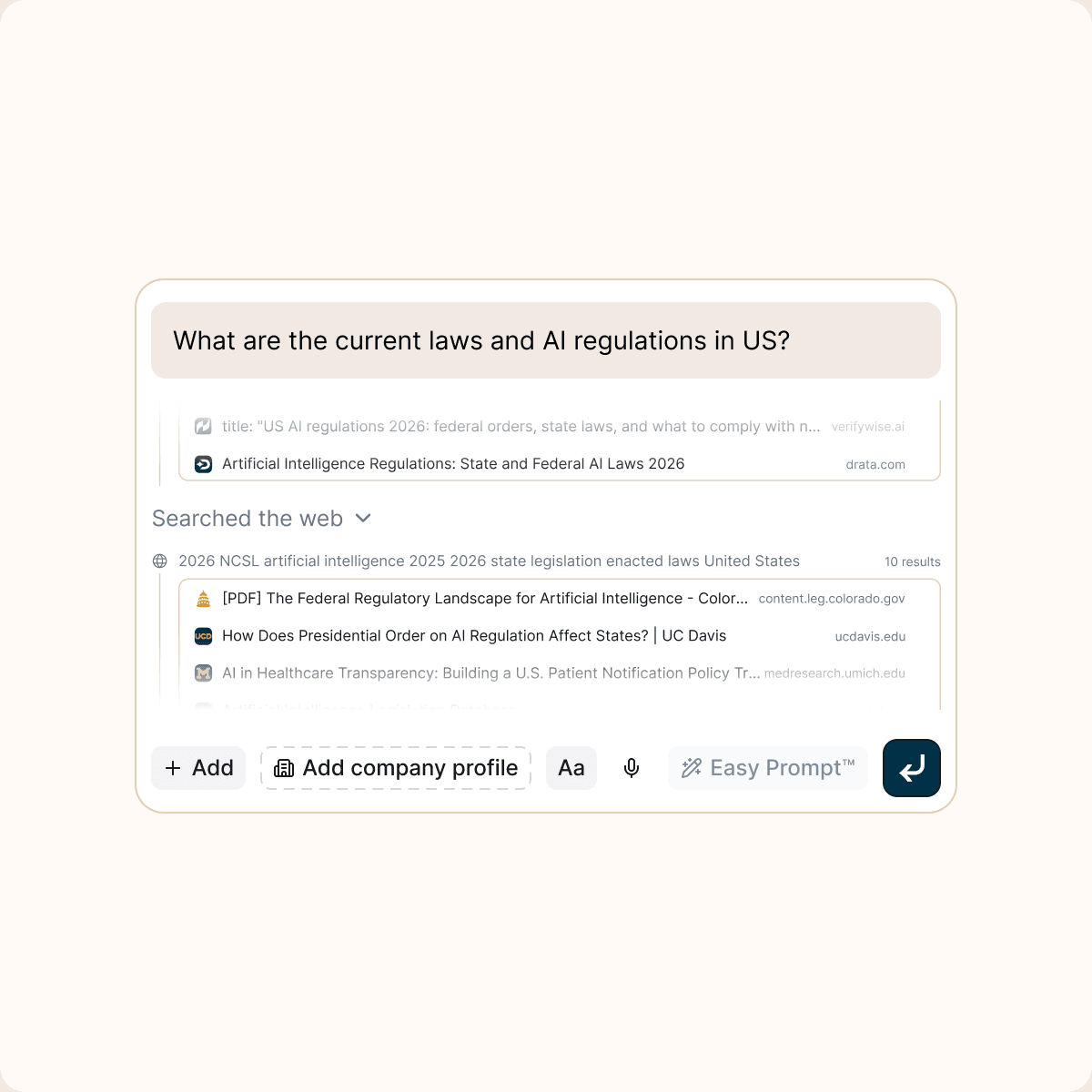 GC AI Research returning primary legal sources with citations