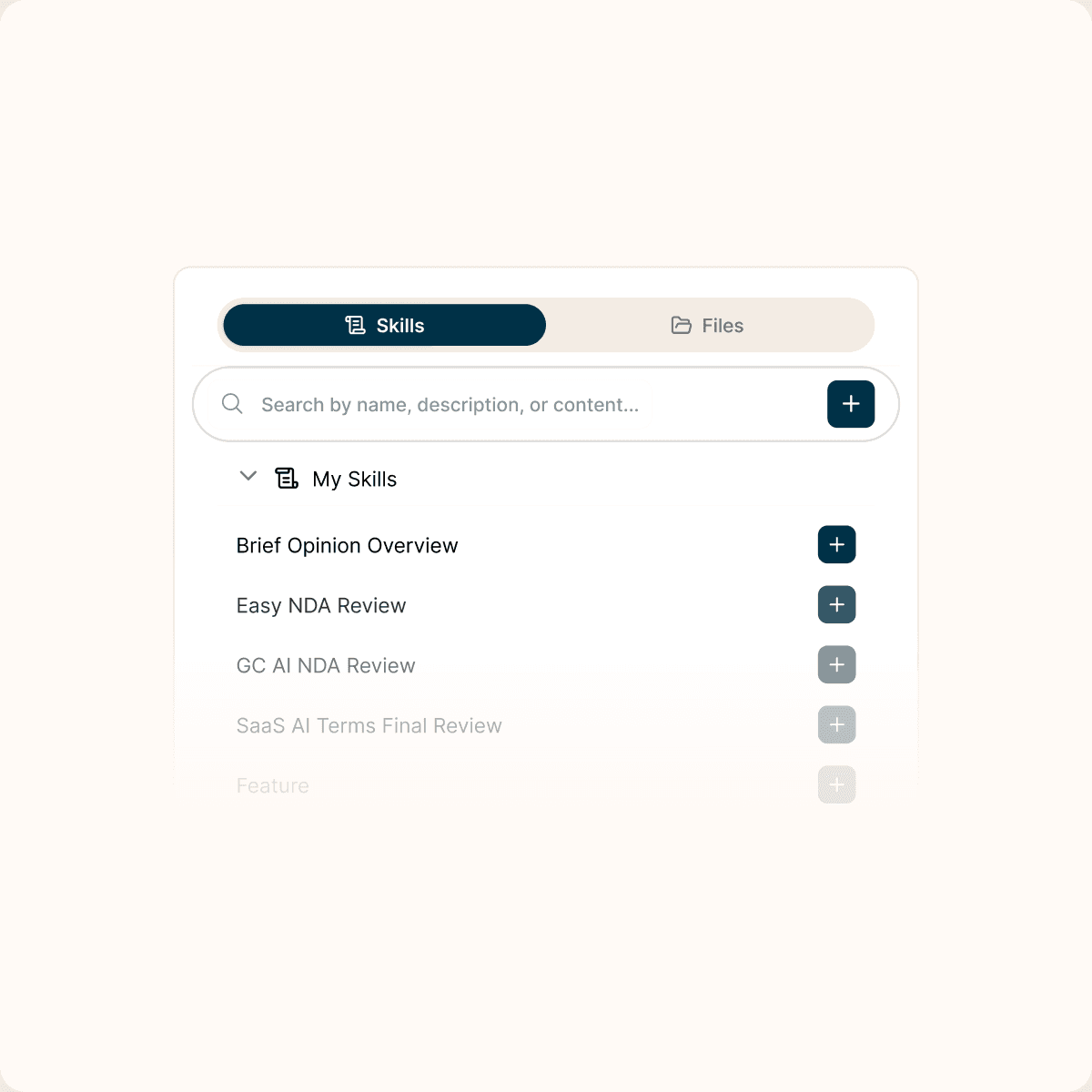 The GC AI in-house Skill Library of pre-built legal workflows